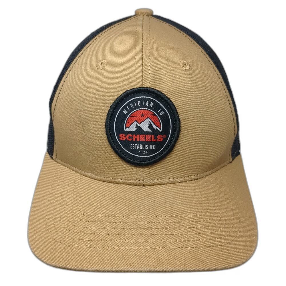 Scheels Trucker Hat Brown One Size Meridian ID Mountain Mesh Snapback Patch Hat